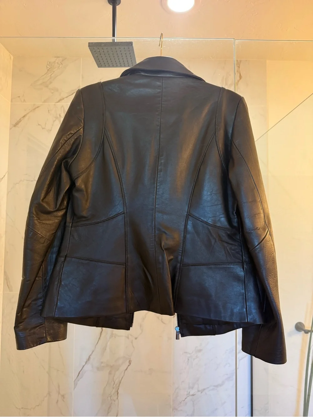 Avanti Black Leather Zip Jacket with Stand Collar